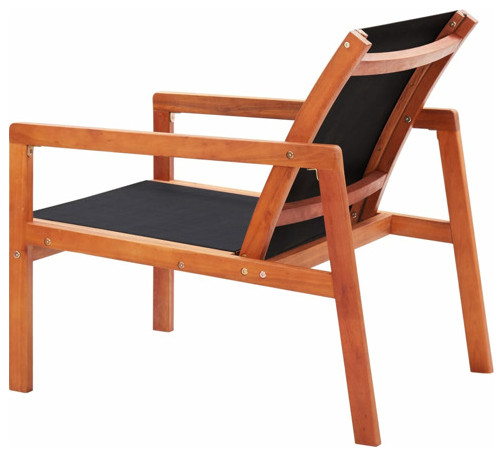 vidaXL Chair Patio Chair with Armrest Black Solid Wood Eucalyptus and Textilene   Transitional   Outdoor Lounge Chairs   by vidaXL LLC  Houzz