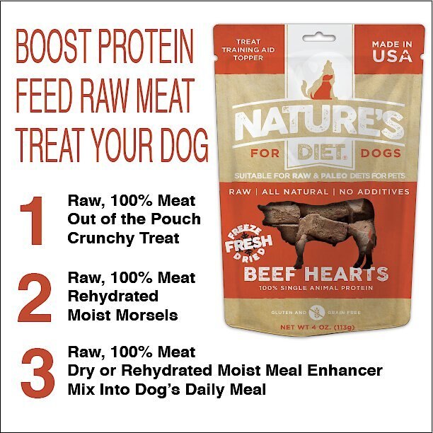 Nature's Diet Beef Heart Raw Freeze-Dried Dog Treats， 4-oz pouch