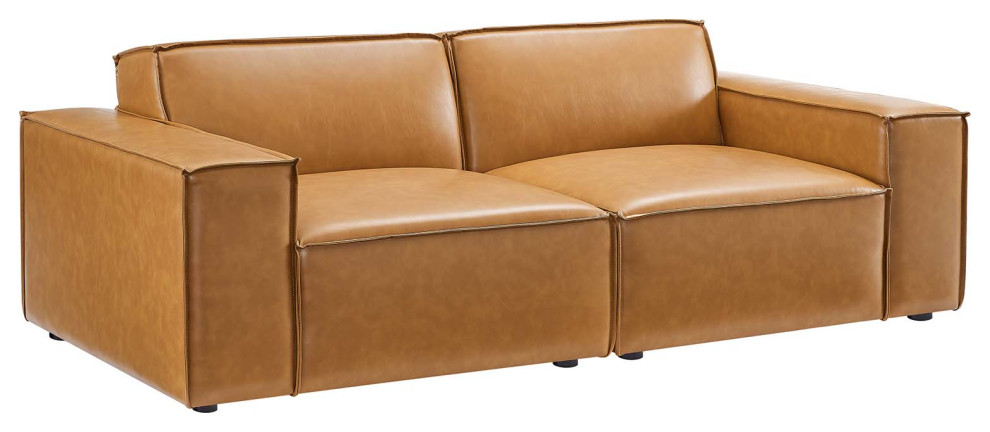 Restore Vegan Leather Loveseat  Tan   Contemporary   Loveseats   by Modway  Houzz