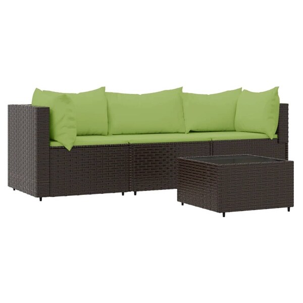 vidaXL Patio Lounge Set with Cushions Brown/Black/Gray Poly Rattan