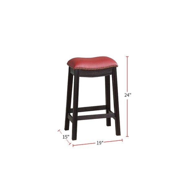 Burgundy PU Upholstery Bar Stool， Set of 2