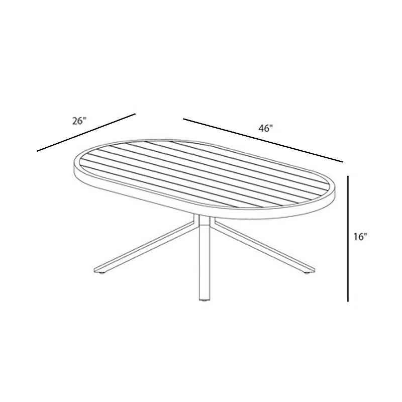 48 Inch Modern Coffee Table， Smooth Gray Aluminum Frame， Oval Tabletop