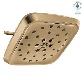 Delta 4-Spray Patterns 1.75 GPM 7.69 in. Wall Mount Fixed Shower Head with H2Okinetic in Lumicoat Champagne Bronze 52460-CZ-PR