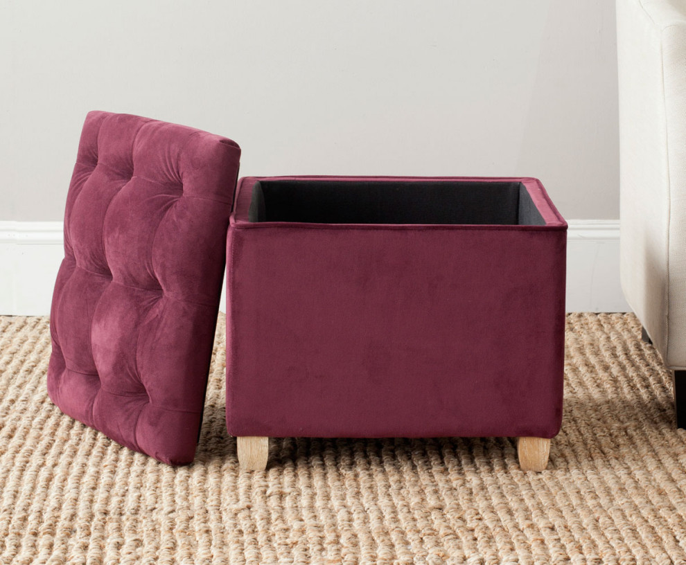 Nia Tuffted Ottoman  Bordeaux   Contemporary   Footstools And Ottomans   by Rustic Home Furniture Deco  Houzz