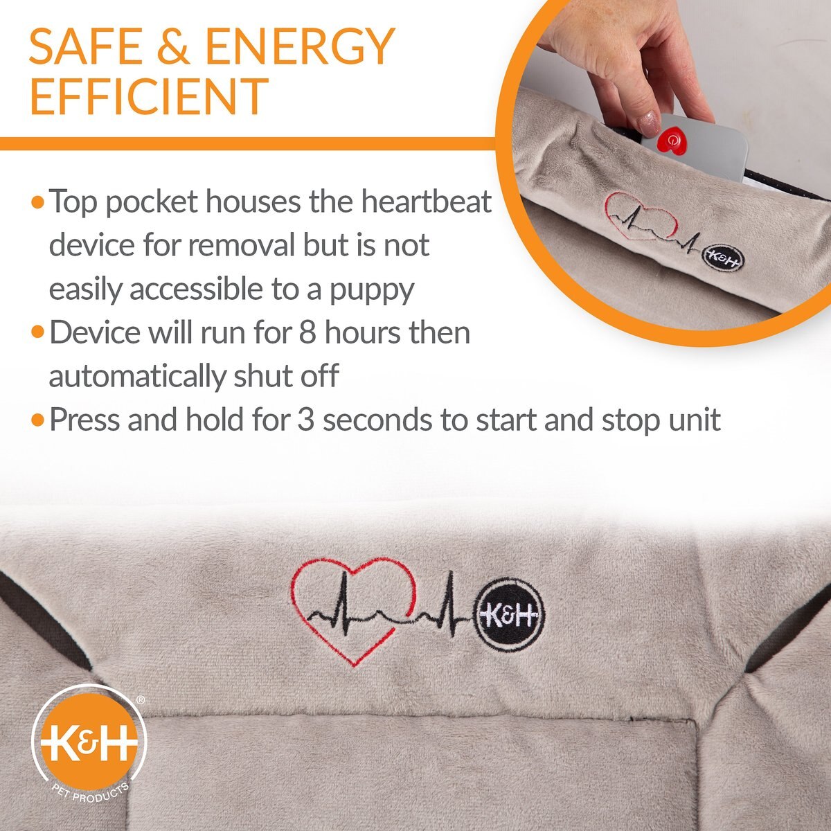 KandH Pet Products Mother's Heartbeat Fleece Puppy Crate Pad