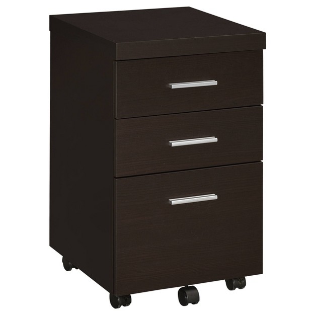 Skeena 3 Drawer Mobile Storage Cabinet Cappuccino Coaster