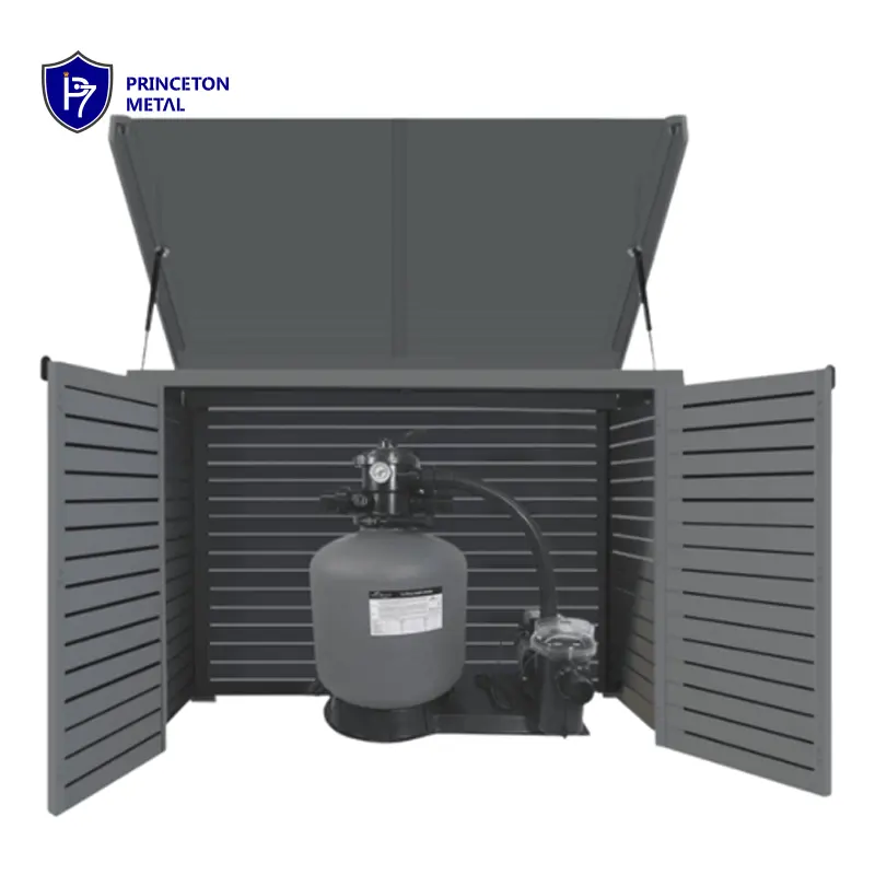 Metal swing door Tool house garden pool cover Equipment metal garage container aluminum outdoor storage shed bin