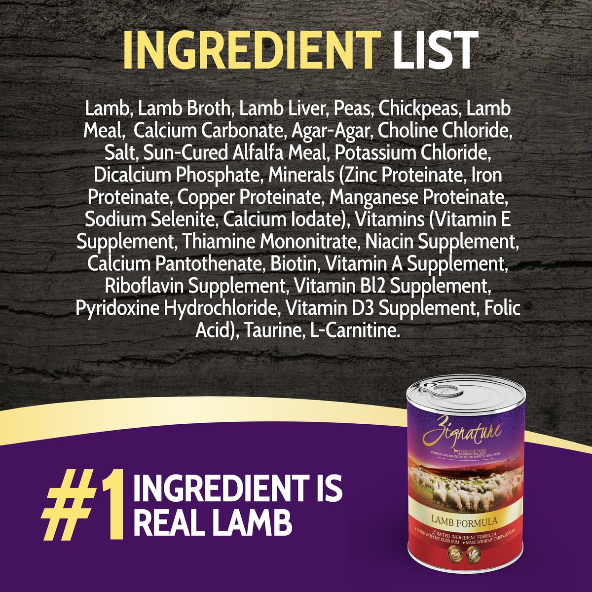 Zignature Lamb Limited Ingredient Formula Grain-Free Canned Dog Food 13-oz case of 12