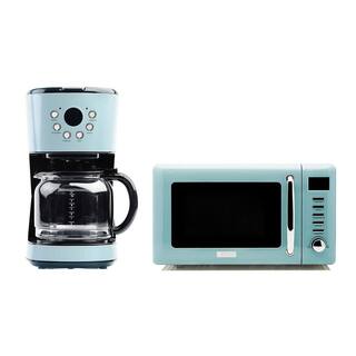 HADEN Heritage 12 Cup Programmable Coffee Maker with Countertop Microwave Blue 75032 + 75031