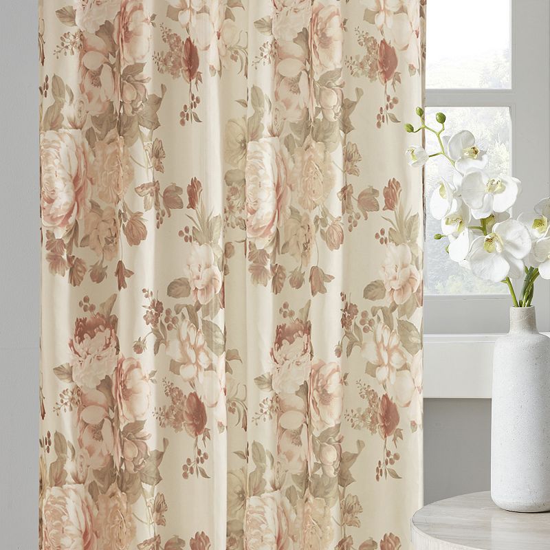 Madison Park Abelia Printed Floral Rod Pocket and Back Tab Voile Sheer 1 Window Curtain Panel