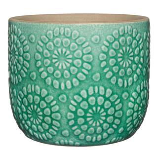 CHG CLASSIC HOME  GARDEN Bellisima 4.5 in. Sea Green Ceramic Planter with Drainage Plug HD1418P-589