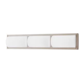 Hampton Bay Bingham 24.02 in. 1-Light Brushed Nickel Integrated LED Bathroom Vanity Light Bar with Frosted Acrylic Shade KQS1303LX-02