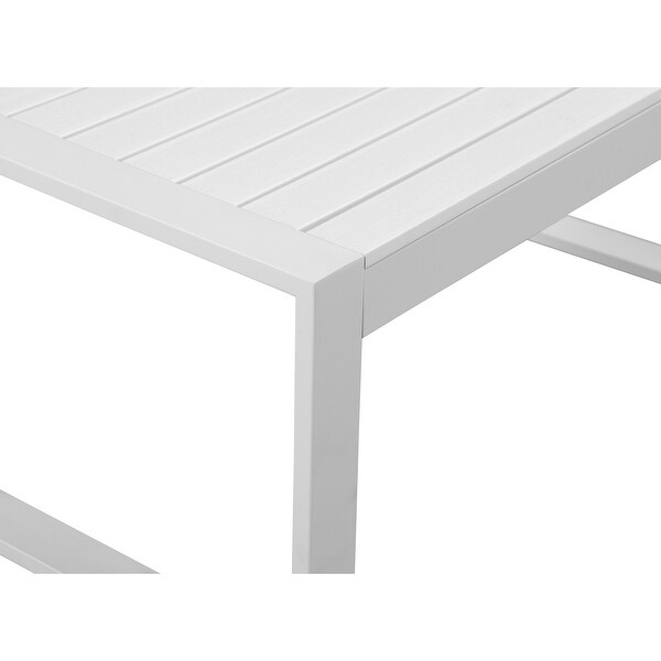 Lark 35 Inch Outdoor Coffee Table，White Aluminum Frame，Polyresin Top