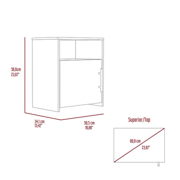 Modern Nightstand with 1 Open Shelf and 1 Door - - 37387782