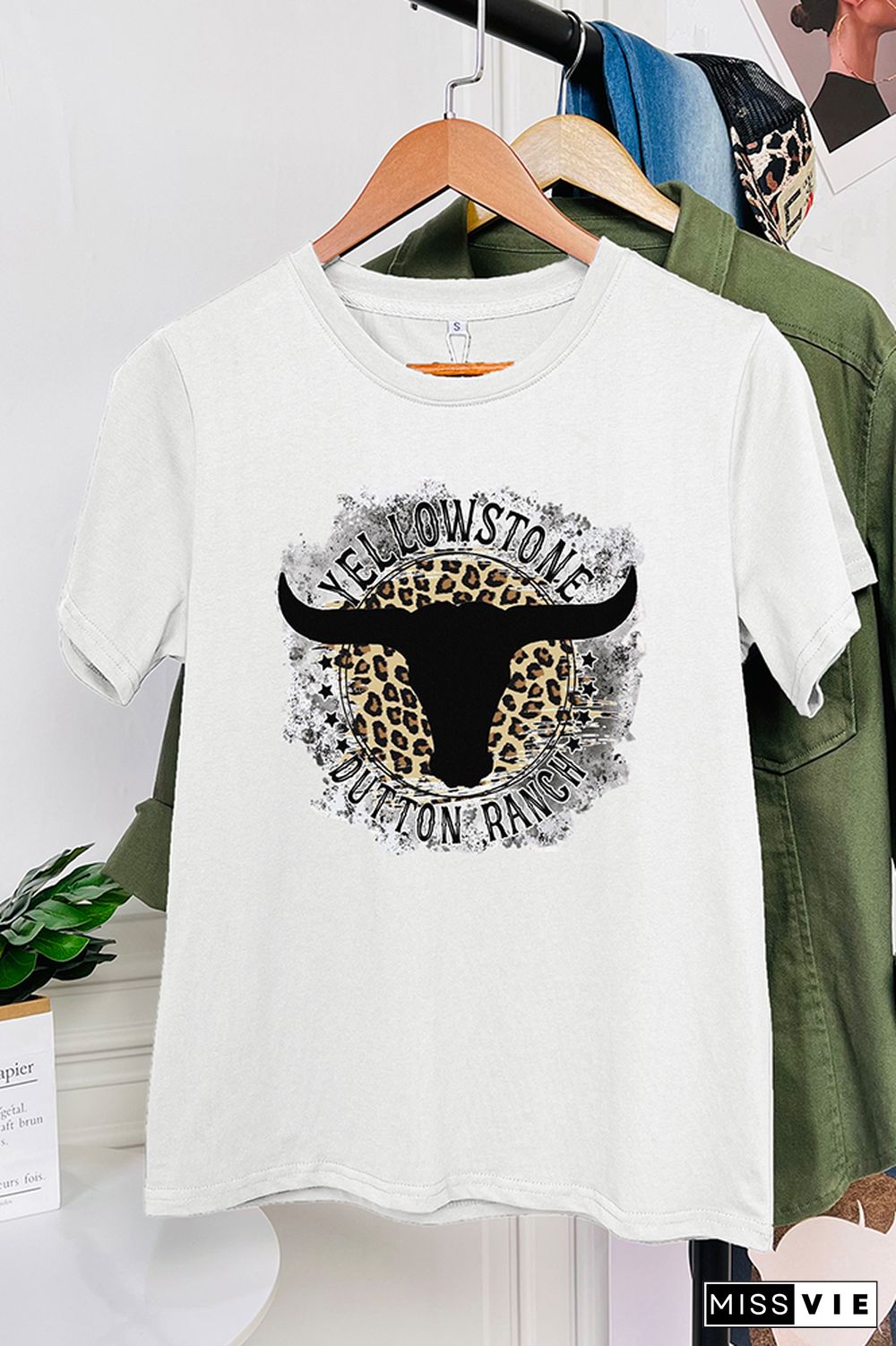 Yellowstone Dutton Ranch Leopard Short Sleeve Graphic Tee Wholesale