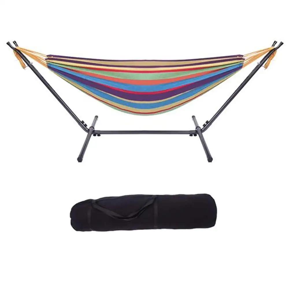 Promotional Outdoor Hammock With Frame Double Space Saving Steel Stand Includes Portable Carrying Case