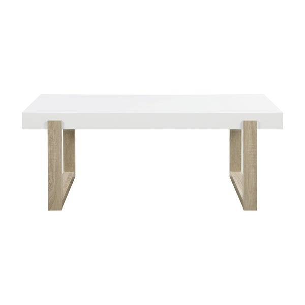 Gwen White High Gloss and Natural Coffee Table