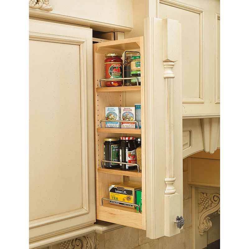 Rev-A-Shelf 6 x 30 In Pullout Between Cabinet Filler Maple Wood Shelf Storage