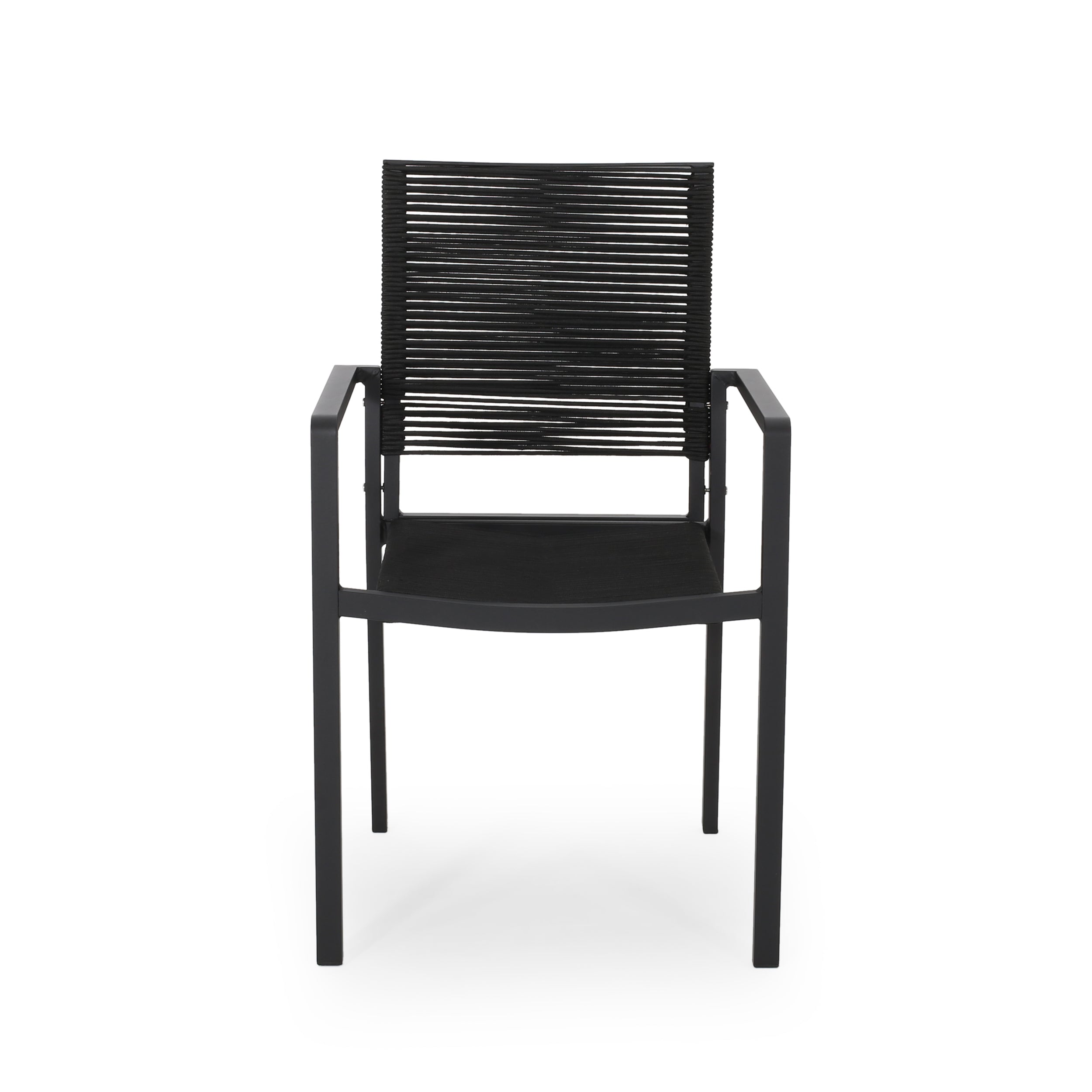 Lillian Outdoor Modern Aluminum Dining Chair with Rope Seat (Set of 2)