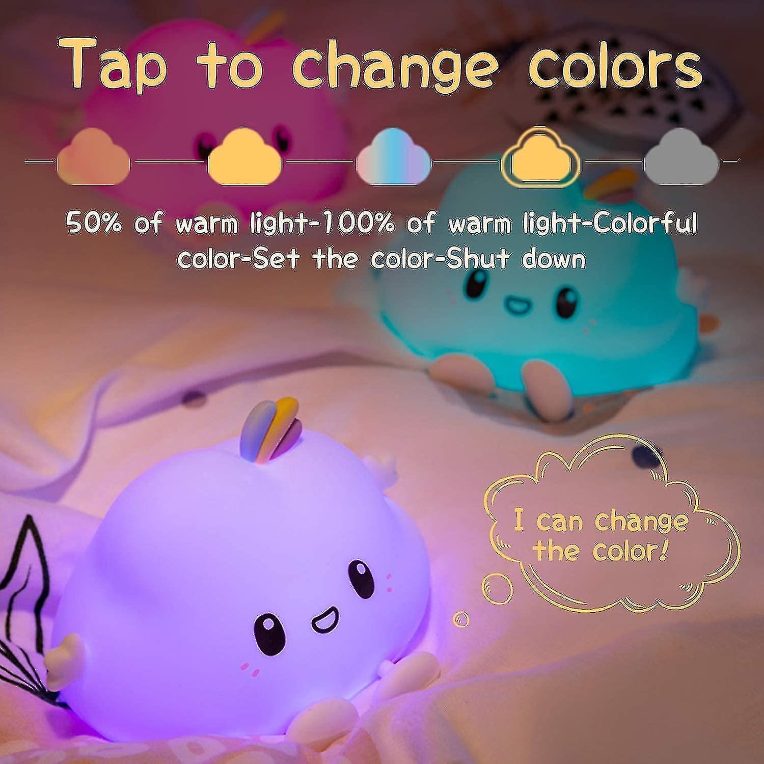 Cute Cloud Night Light    Night Light Kids Night Light  7 Color Changing Led Portable Cloud Light  U