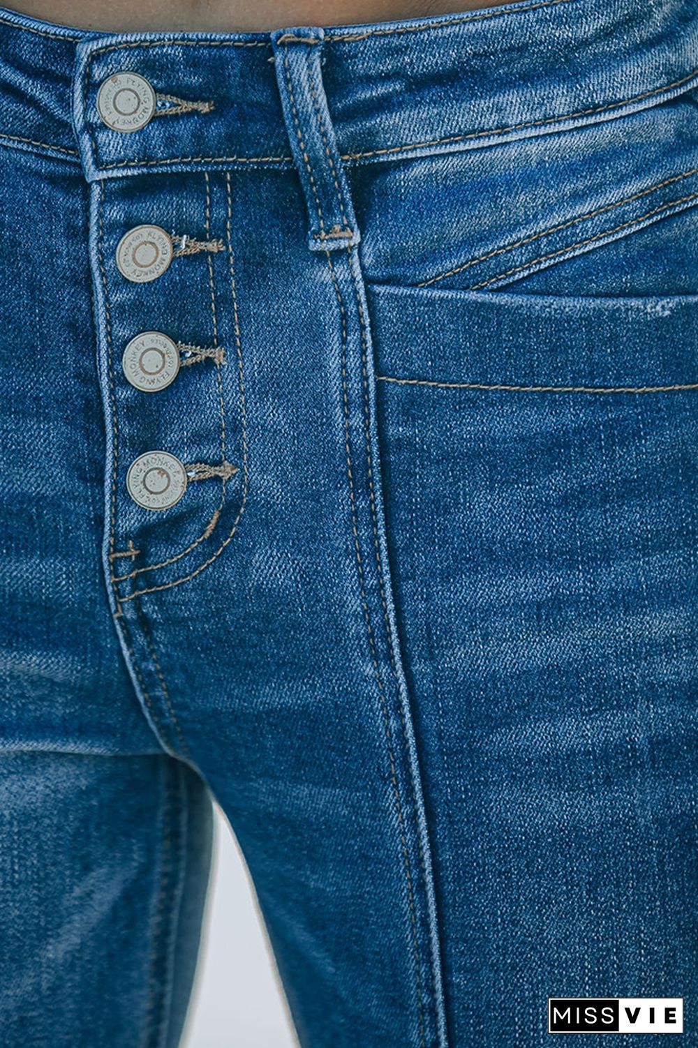 Washed Flare Jeans with Pockets