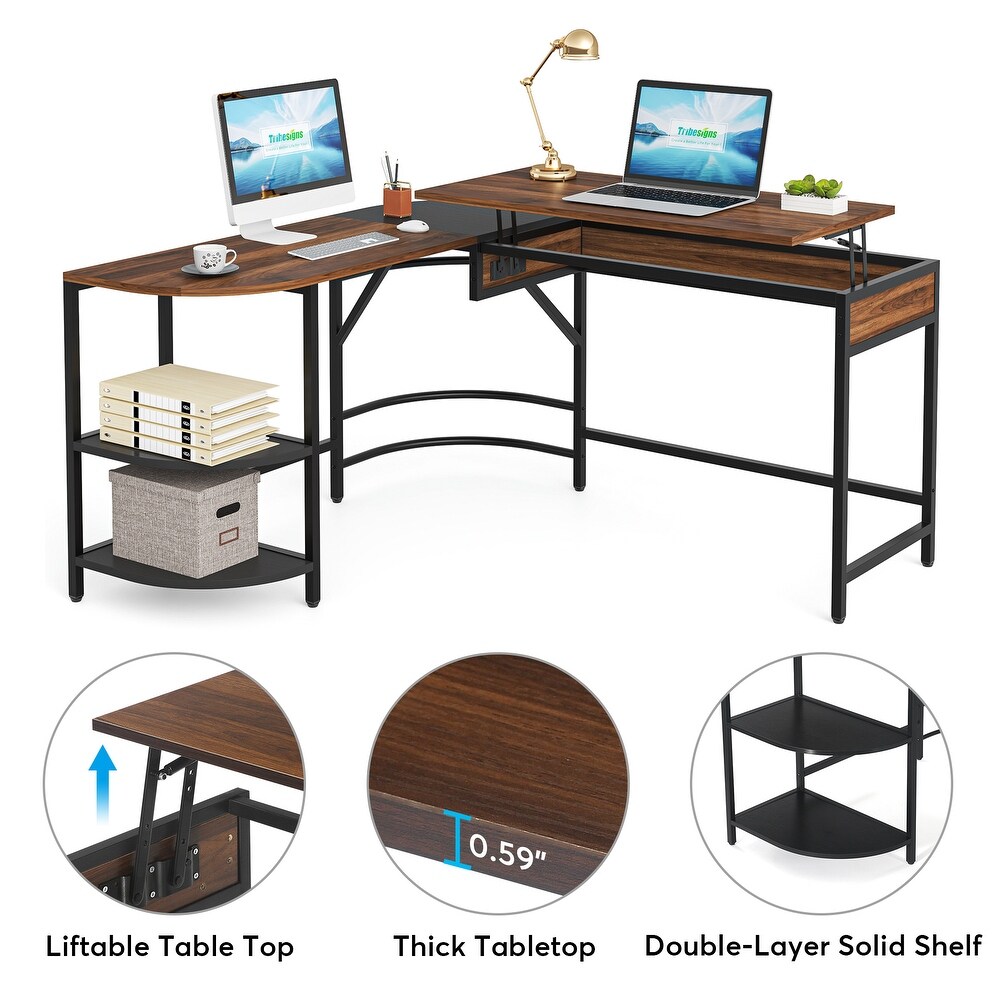 Height Adjustable L Shaped Desk 59\