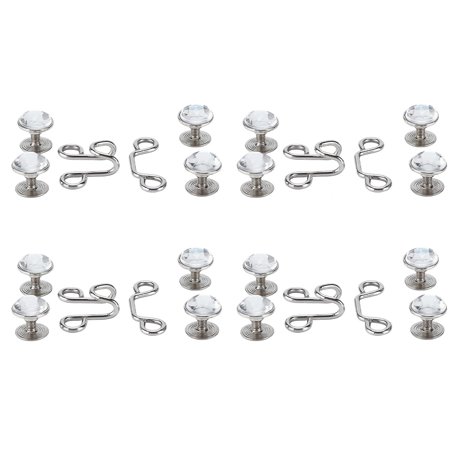 16pcs Button Pins Reusable Sturdy Durable Detachable Card Slot Design Convenient Jean Buttonsmall White Rhinestone