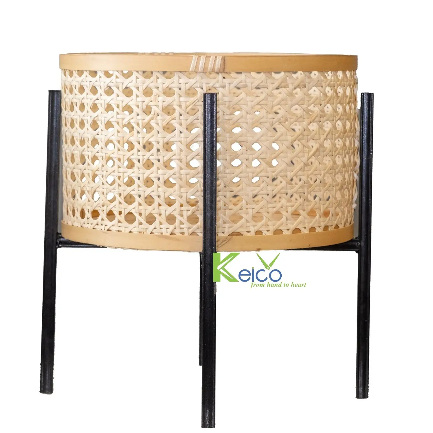 Round Rattan Planter With Bamboo Bottom Metal Legs New Collection New Design made in Viet Nam from Keico