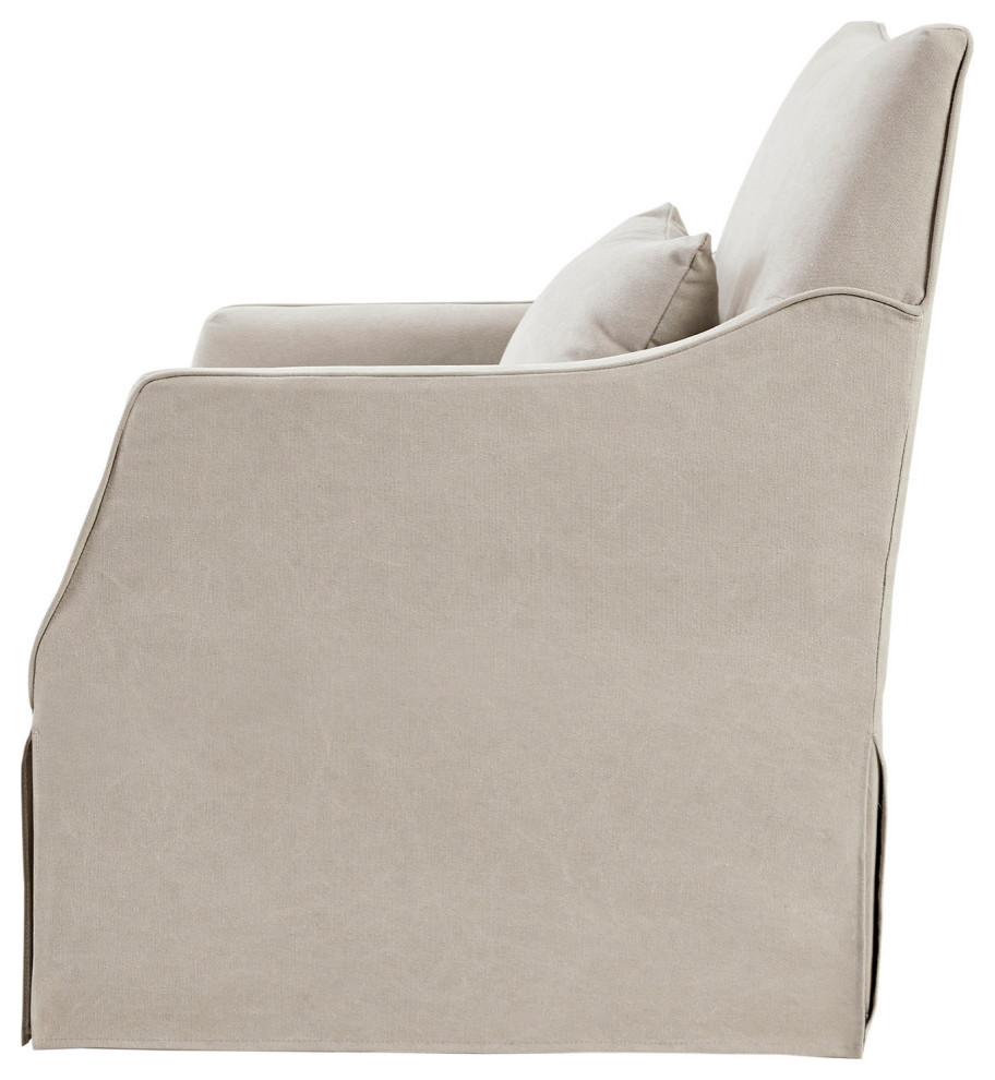 Martha Stewart London Swivel Chair Soft Upholstered with Pillow and Skirt   Transitional   Gliders   by Olliix  Houzz