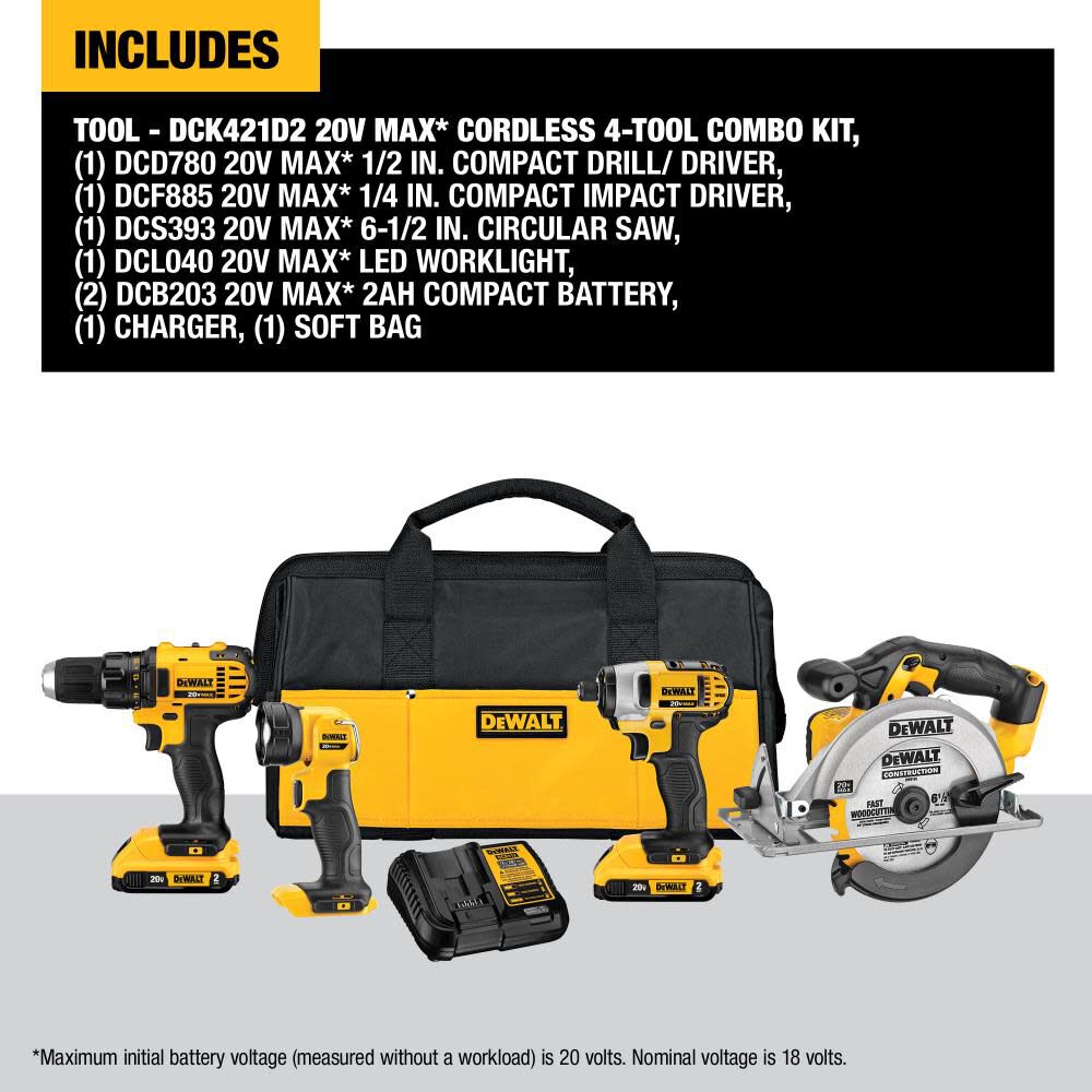 DW DW 20V MX 4-Tool Combo Kit W Saws DCK421D2 from DW