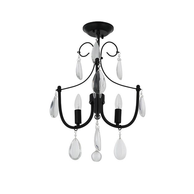 3 light Flushmount With Glass Beads Pendant Cresswell Lighting