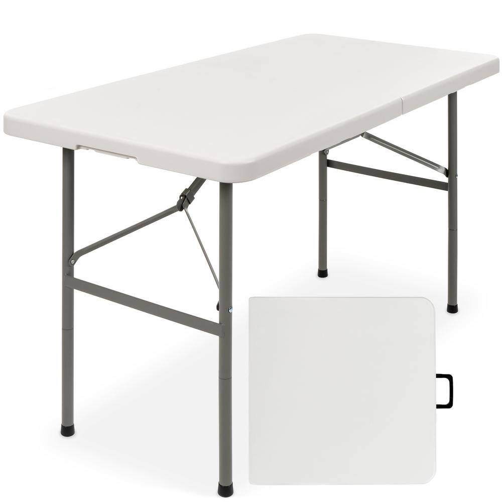 Best Choice Products 4 ft. Plastic Folding Picnic Table Indoor Outdoor Heavy-Duty Portable with Handle Lock SKY1593