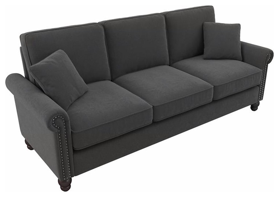 Coventry 85W Sofa in Dark Gray Microsuede   Sofas   by Homesquare  Houzz