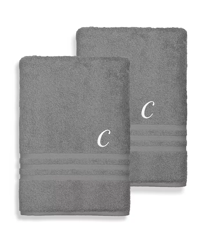 Linum Home Textiles Turkish Cotton Personalized Denzi Gray Towel Collection