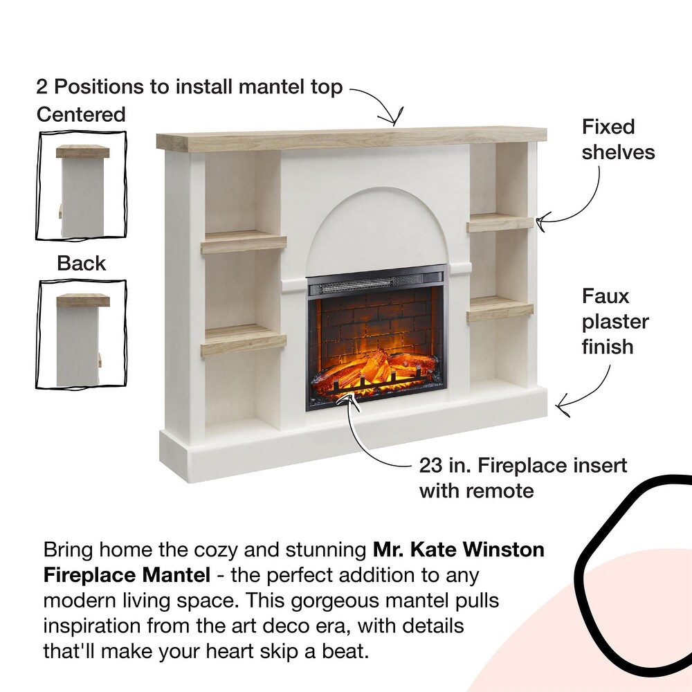 Mr. Kate Winston Fireplace Mantel with Built in Bookshelves