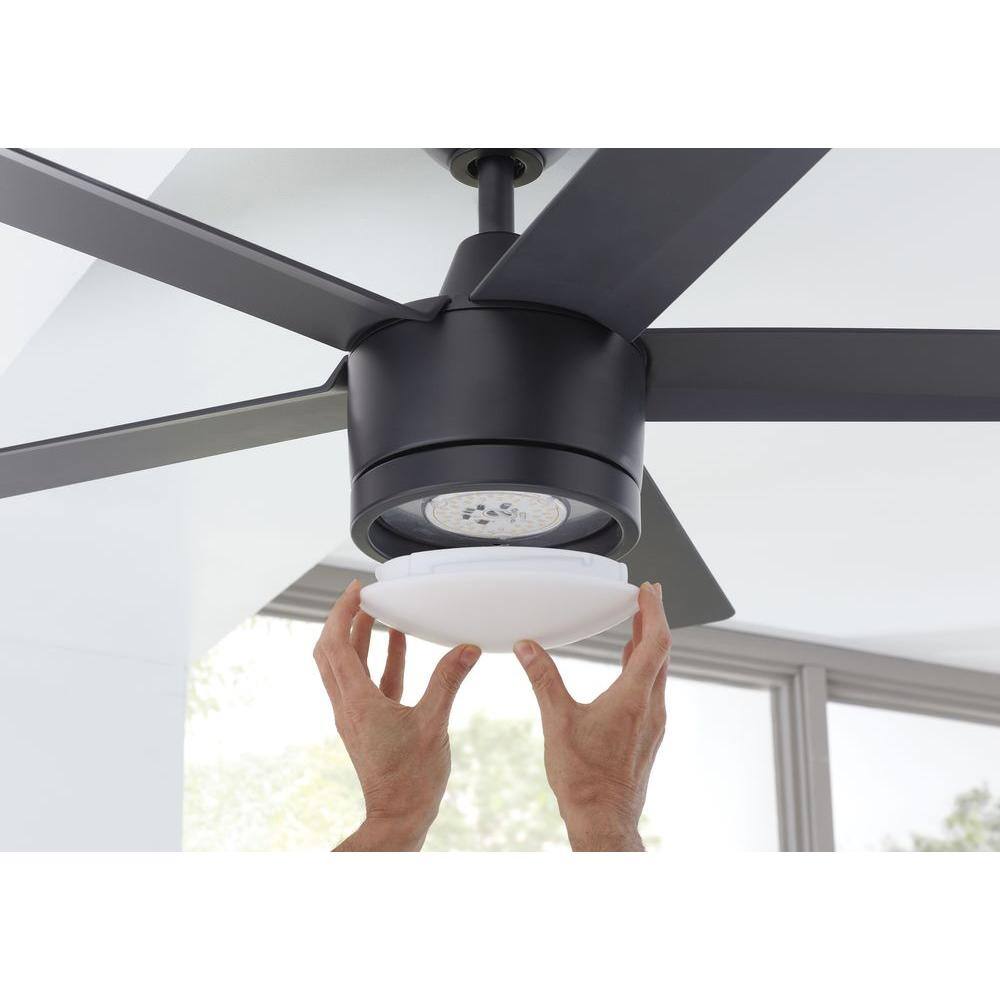 Home Decorators Collection Merwry 52 in. Integrated LED Indoor Matte Black Ceiling Fan with Light Kit and Remote Control SW1422MBK