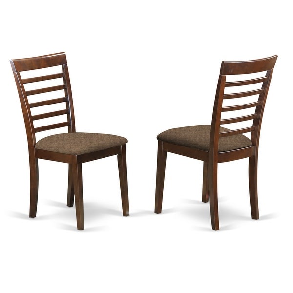 Milan Modern Mahogany Finish Kitchen Chairs with Ladder Back Style - Set of 2 (Seat's Type Options)