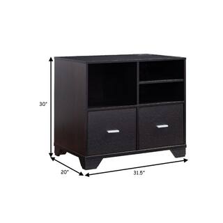 Benjara 31 Inch Dark Brown File Cabinet Printer Stand Table with 2 Drawers BM273003