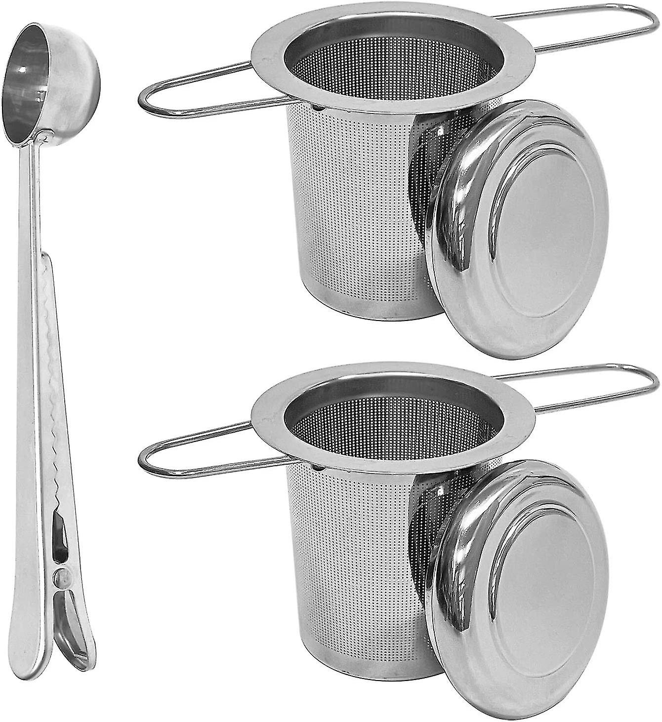 Tea Filters， 304 Stainless Steel Fine Hole Tea Infuser， Foldable Handle And Large Capacity Tea Strainer， For Hanging Teapots， Tea Cups2 Tea Strainers