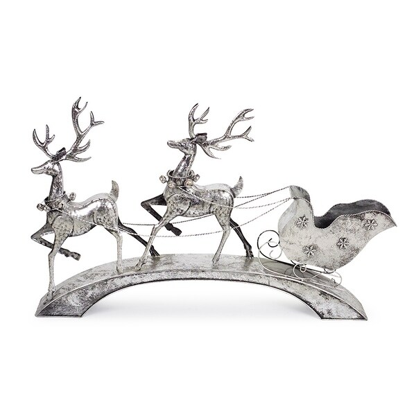 Deer with Sleigh 40.5 x 25H Metal