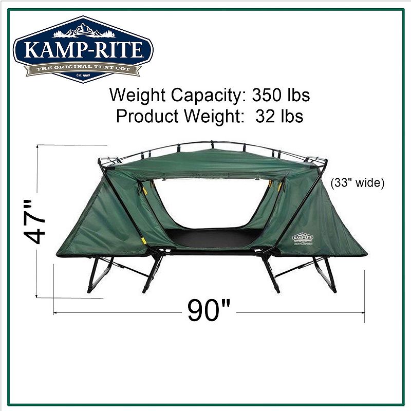 Kamp-rite Oversized Quick Setup 1 Person Cot， Lounge Chair， and Tent W/domed Top