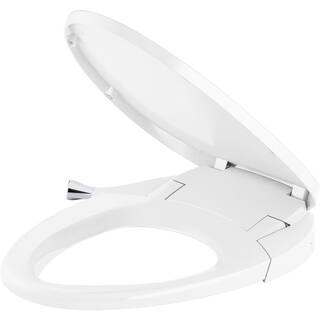 KOHLER Purewash Non- Electric Bidet Seat for Elongated Toilet in White with Polished Chrome Handles 98804-CP-0