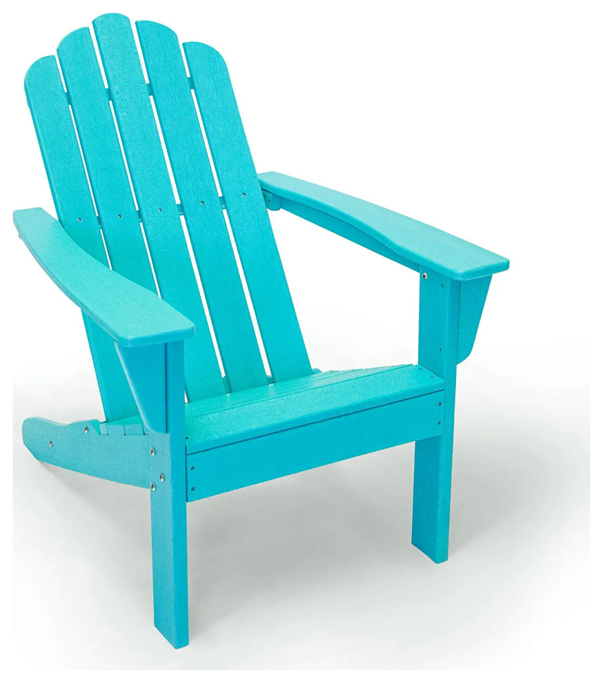 Set of 2 Adirondack Chair  HDPE Frame With Slatted Seat  ampWide Arms   Contemporary   Adirondack Chairs   by Decor Love  Houzz