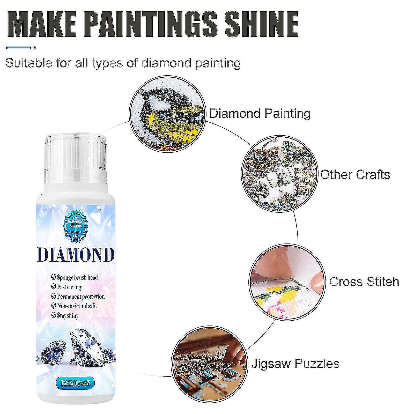 Diamond Art Painting Sealer 1 Pack 120ml 5d Diamond Art Painting Art Glue With Sponge Head Fast Drying Prevent Falling Off