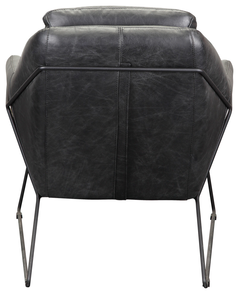 Modern Club Chair Black Top Grain Leather Armchair for Living Room   Industrial   Armchairs And Accent Chairs   by Sideboards and Things  Houzz