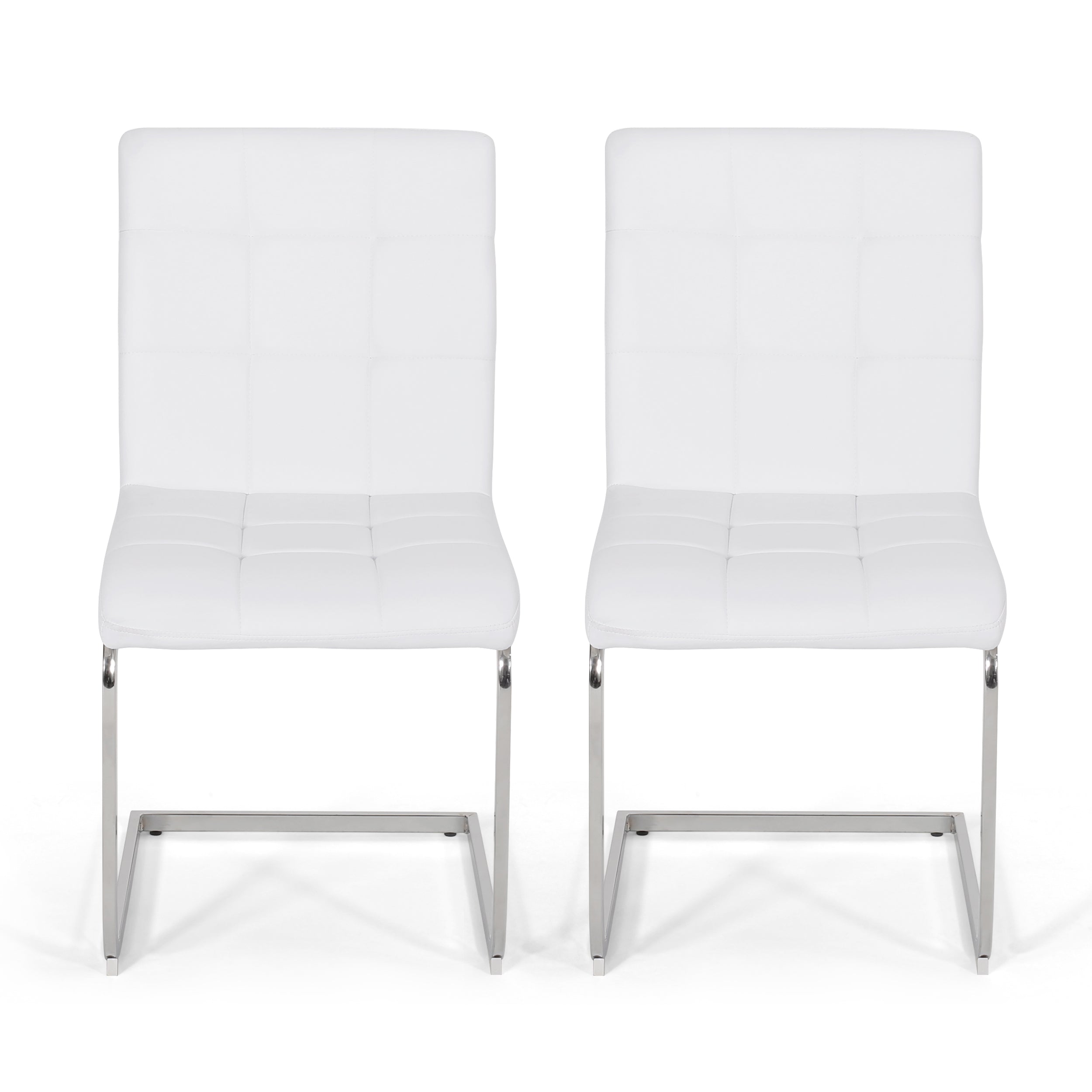 Benner Modern Upholstered Waffle Stitch Dining Chairs, Set of 2