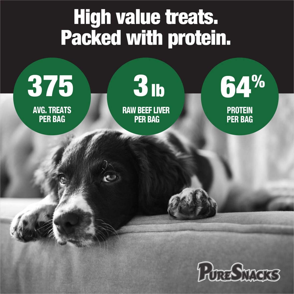 PureSnacks Beef Liver Super Value Size Freeze-Dried Dog Treats， 14.4-oz bag