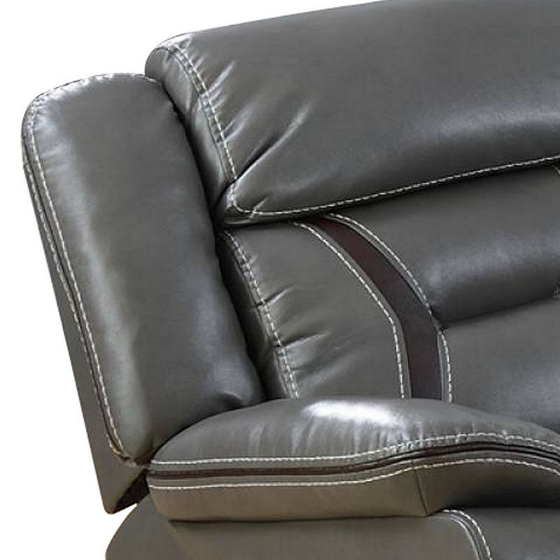 37 Inches Leatherette Glider Recliner with Pillow Arms， Gray