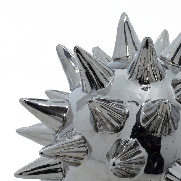 Set Of 3 Modern Ceramic Spiked Star Figurine Silver Olivia amp May