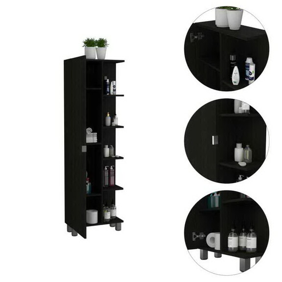 Portland 5 Shelf Tall Cabinet Black Wengue B062802...